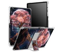 Coque pour iPad Mini 6/iPad Mini 6e génération 2021 8,1" avec porte-crayon, dos transparent avec lune cerisier en fleurs, protection des coins, coque antichoc avec béquille rigide