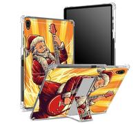 Coque pour iPad Mini 6/iPad Mini 6e génération 2021 8,1" avec porte-crayon, dos transparent avec Père Noël guitariste, protection des coins antichoc avec béquille rigide