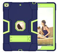 Coque pour iPad mini4/5e génération avec béquille, Durable, résistante aux Chocs, Rigide Hybride à Trois Couches de Protection pour iPad (Bleu Marine + Vert)