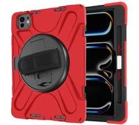 Coque Pour Ipad Pro 11 2024 Antichoc Avec Poignée Support Et Sangle Rouge