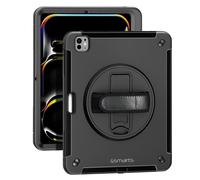 Coque pour iPad Pro 11 2024 / M5 2025 Bi-matière Antichoc Poignée Béquille, Noir