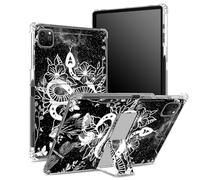 Coque pour iPad Pro 11" 4e/3e/2e/1ère génération 2022/2021/2020/2018 avec porte-crayon, dos transparent avec lune serpent sorcière, coin antichoc avec béquille