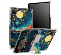Coque pour iPad Pro 11" 4e/3e/2e/1ère génération 2022/2021/2020/2018 avec porte-crayon, dos transparent avec nuit brillante, coin antichoc avec béquille
