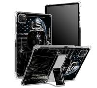 Coque pour iPad Pro 11" 4e/3e/2e/1ère génération 2022/2021/2020/2018 avec porte-crayon, dos transparent avec drapeau Biohazard Warrior, coque d'angle antichoc avec béquille