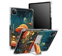 Coque pour iPad Pro 11" 4e/3e/2e/1ère génération 2022/2021/2020/2018 avec porte-crayon, dos transparent avec champignons, coin antichoc avec béquille
