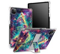 Coque pour iPad Pro 11" 4e/3e/2e/1ère génération 2022/2021/2020/2018 avec porte-crayon, dos transparent avec motif galaxie Art Universe - Housse d'angle antichoc avec béquille
