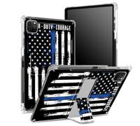 Coque pour iPad Pro 11" 4e/3e/2e/1ère génération 2022/2021/2020/2018 avec porte-crayon, dos transparent avec drapeau américain honorable, coque d'angle antichoc avec béquille