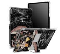 Coque pour iPad Pro 11" 4e/3e/2e/1ère génération 2022/2021/2020/2018 avec porte-crayon, dos transparent avec motif champignon, lune, écureuil, coin antichoc avec béquille