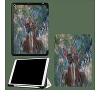 Coque pour ipad Pro 11 Pouces 2022/2021/2020 avec Porte-Stylet, Réveil/Veille Automatique,Coque ArrièRe Flexible en TPU avec Fonction Support Faon Cerf Virginie Réalisme Naturel Animaux-Vert