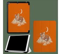 Coque pour ipad Pro 11 Pouces 2022/2021/2020 avec Porte-Stylet, Support La Charge De 2e Pencil,Coque ArrièRe Flexible en TPU avec Fonction Support Rêve Tigre Mignon Animal Portrait-Orange