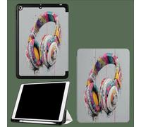 Coque pour ipad Pro 11 Pouces 2022/2021/2020 avec Porte-Stylet, Support La Charge De 2e Pencil,Coque ArrièRe Flexible en TPU avec Fonction Support Graffiti Casque Audio Art Urbain-Gris