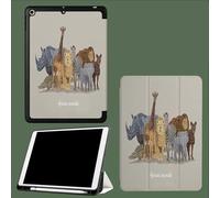 Coque pour ipad Pro 11 Pouces 2022/2021/2020 avec Porte-Stylet,Support La Charge De 2e Pencil,Coque ArrièRe Flexible en TPU avec Fonction Support Rhinocéros Girafe Lion Amitié Animaux Africains-Beige
