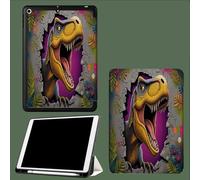 Coque pour ipad Pro 11 Pouces 2022/2021/2020 avec Porte-Stylet, Support La Charge De 2e Pencil,Coque ArrièRe Flexible en TPU avec Fonction Support Percez Le Mur Dinosaures ! Graffitis Animaux-Gris