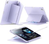 Coque Pour Ipad Pro 11 Pouces M4 (2024), Couverture De Support Vertical, Angles De Support Multiples, Coque Ultra-Stable Pour Ipad Pro 11 2024 Avec Porte-Stylet,Série Flip, Violettes