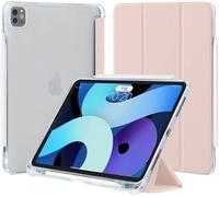 Coque Pour Ipad Pro 11pouces 2022/2021/2020/2018 (4ème/3ème/2ème/1ère Génération) Avec Porte-Stylet,Coque Arrière Fine Et Légère En Tpu Souple,Support La Charge De 2e Pencil,Rose
