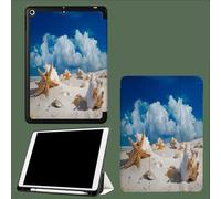 Coque pour iPad Pro 12.9 Pouces, Etui de Protection en Cuir PU Mince et Léger Housse Cover avec Fonction Sommeil/Réveill Automatique Plage Sable Ciel Étoiles Mer Coquillages Nature-Bleu