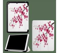 Coque pour iPad Pro 12.9 Pouces, Etui de Protection en Cuir PU Mince et Léger Housse Cover avec Fonction Sommeil/Réveill Automatique Fleurs Cerisier Branches Japon Floral-Blanc