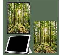 Coque pour iPad Pro 12.9 Pouces, Etui de Protection en Cuir PU Mince et Léger Housse Cover avec Fonction Sommeil/Réveill Automatique Nature Forêt Herbe Feuilles-Vert