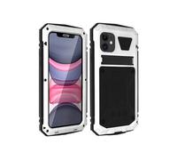 Coque iPhone 11 Aluminium Silicone Support Vidéo Tank Series Argent