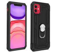 Coque pour iPhone 11 Antichoc bi-matières Bague Support Vidéo Noir