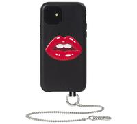 Coque pour iPhone 11 Bastille Cuir + Dragonne argent Bouche en relief Artefakt