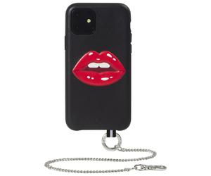 Coque pour iPhone 11 Bastille Cuir + Dragonne argent Bouche en relief Artefakt