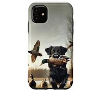 Coque pour iPhone 11 Canard Chasse Chien Chasseur Labrador Noir