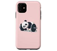 Coque pour iPhone 11 Cute Panda Bear Gym Weight Lift Baby Panda Oso