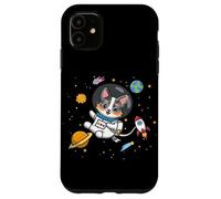 Coque pour iPhone 11 Funny Kawaii Kids Space Astronaut Blue Merle Corgi Lover