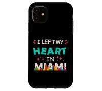 Coque pour iPhone 11 J'ai laissé mon cœur à Miami Beach, en Floride, Proud American