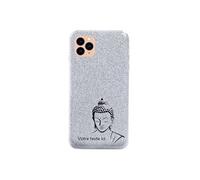 Taperso Coque pour Iphone 11 Paillettes Argent Bouddha Noir personnalisee