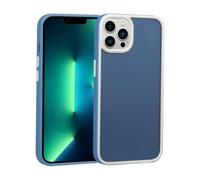 Coque pour iPhone 11 Pro Dos Transparent avec Contour Bleu Foncé et Liseré Blanc, Protection des Bords et de l'Appareil Photo Contre Les Rayures et Les Petits Chocs
