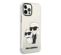 Coque pour iPhone 12 / 12 Pro avec Paillettes et Motif Karl et Choupette NFT Transparent