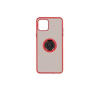 Coque pour iPhone 12 / 12 Pro Bi-matière Bague Métallique Fonction Support Rouge