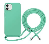 Coque pour iPhone 12 / 12 Pro en TPU Premium Color Lace avec Cordon Tour de Cou Turquoise