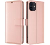 Coque pour iPhone 12 / 12 Pro Etui avec Porte Carte à Rabat Clapet Portefeuille Pochette Magnétique Flip Case - Rose - TECHTA