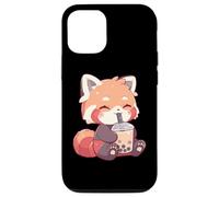 Coque pour iPhone 12/12 Pro Joli thé Neko Red Panda Boba Tea Kawaii Anime Bubble Tea Panda