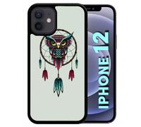 Coque Pour Iphone 12 - Dreamcatcher Hibou Tribal - Silicone - Noir