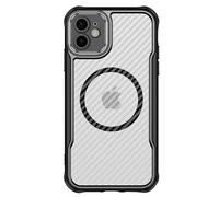 Avizar Coque pour iPhone 12 Dos Carbone Antichoc Renforcé Noir