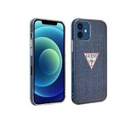 Coque pour iPhone 12 Mini Effet Denim Rigide Jeans Series Guess Bleu Foncé