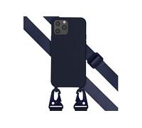 Selencia Coque silicone avec cordon amovible pour Apple iPhone 12 (Pro) - Bleu foncé