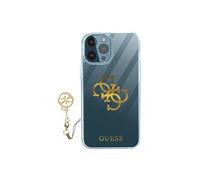 Coque Apple iPhone 12 Pro Max Bi-matière 4G Charms Guess Transparent Logo doré