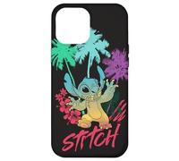 Coque pour iPhone 12 Pro Max Disney Stitch Beach Vibes Hawai'i Hibiscus Fleurs et palmiers