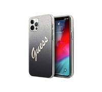 Coque pour iPhone 12 Pro Max Effet Dégradé Pailleté avec Logo Métallique Noir / Argent