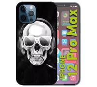 Coque Pour Iphone 12 Pro Max - Tete De Mort Swag Casque De Musique - Noir