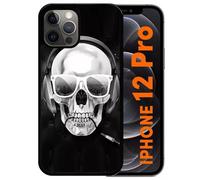 Coque Pour Iphone 12 Pro - Tete De Mort Swag Casque De Musique - Noir