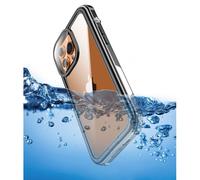 Coque pour iPhone 13/13 Pro antichoc en silicone transparent - noir/gris