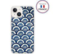 Coque pour iPhone 13 / 14 Hybride résine Motifs Ecailles Bleues - Fabriqué en France Bigben