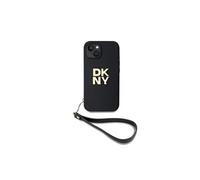 Coque pour iPhone 13 avec Logo Métallisé et Sangle de Poignet Noir