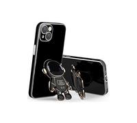 Coque pour iPhone 13 avec Protection Objectif FONGWAN avec Support d'Astronaute - Noir
